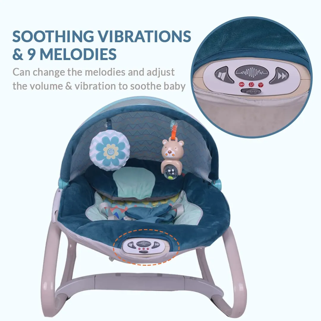 INFANTSO Baby Rocker Portable with Free Mosquito Net & Calming Vibrations & Musical Toy (02 Green)