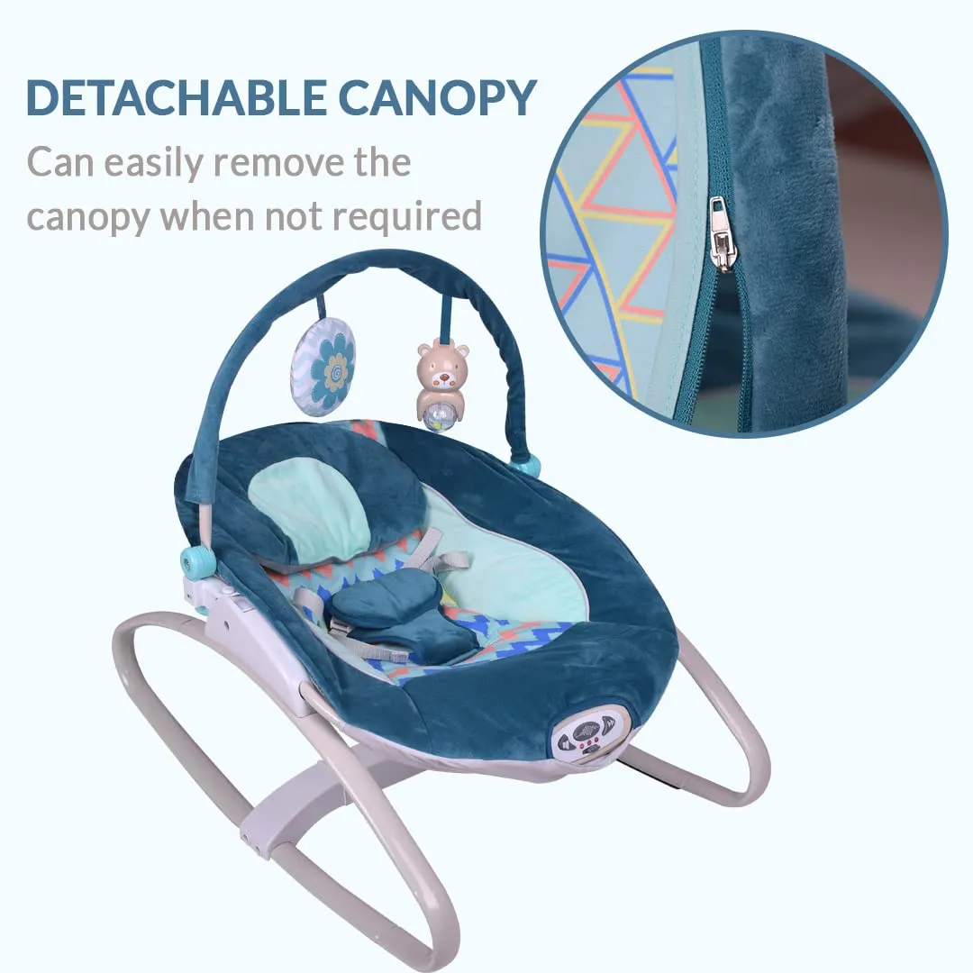 INFANTSO Baby Rocker Portable with Free Mosquito Net & Calming Vibrations & Musical Toy (02 Green)