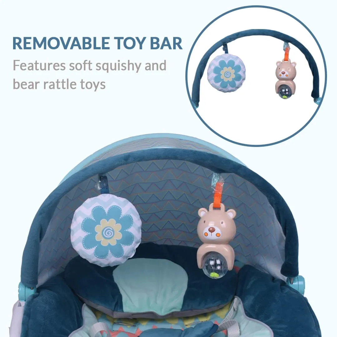 INFANTSO Baby Rocker Portable with Free Mosquito Net & Calming Vibrations & Musical Toy (02 Green)