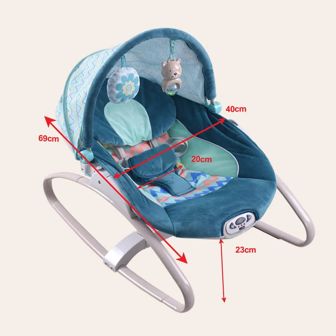 INFANTSO Baby Rocker Portable with Free Mosquito Net & Calming Vibrations & Musical Toy (02 Green)