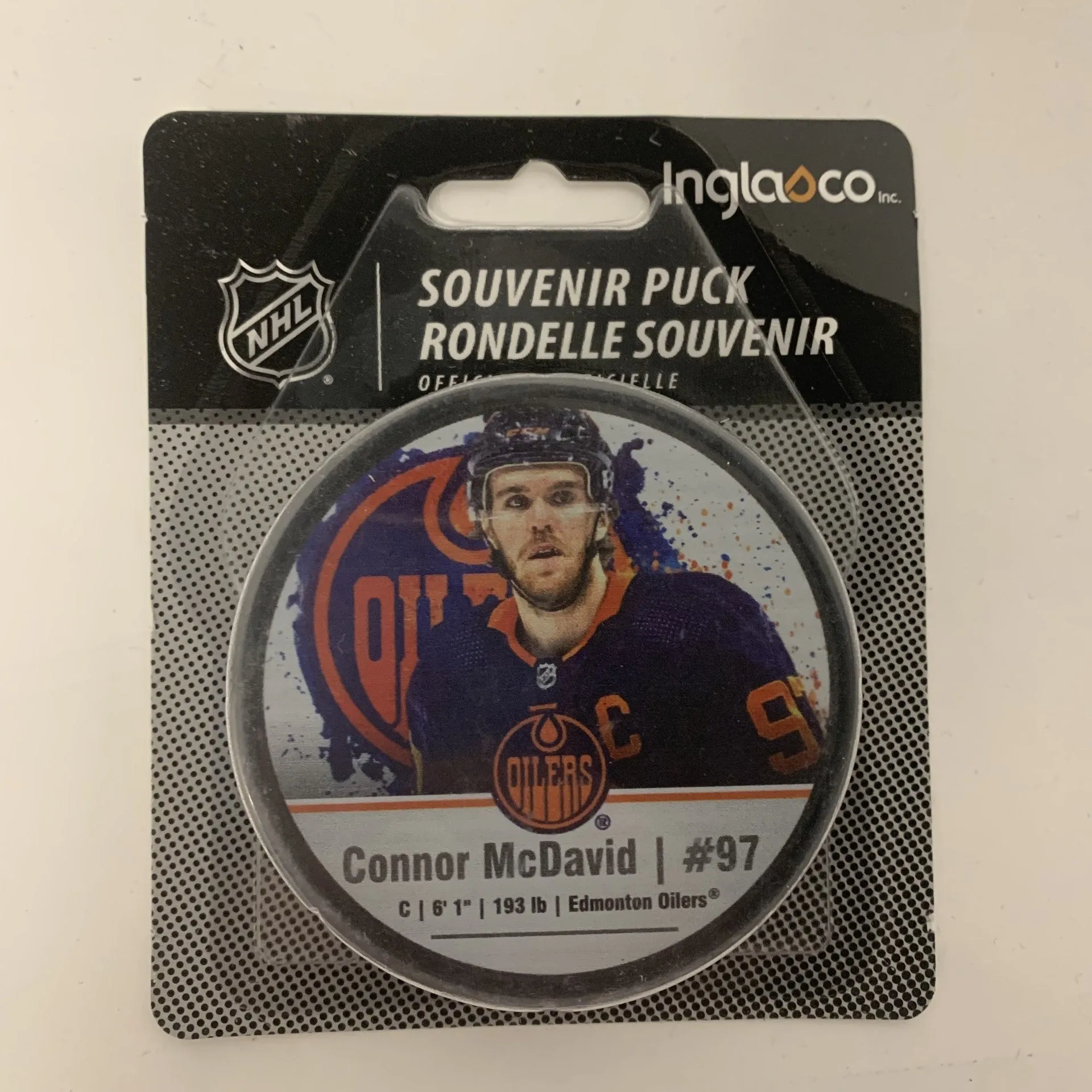 Inglasco NHL Edmonton Oilers Connor McDavid Souvenir Puck