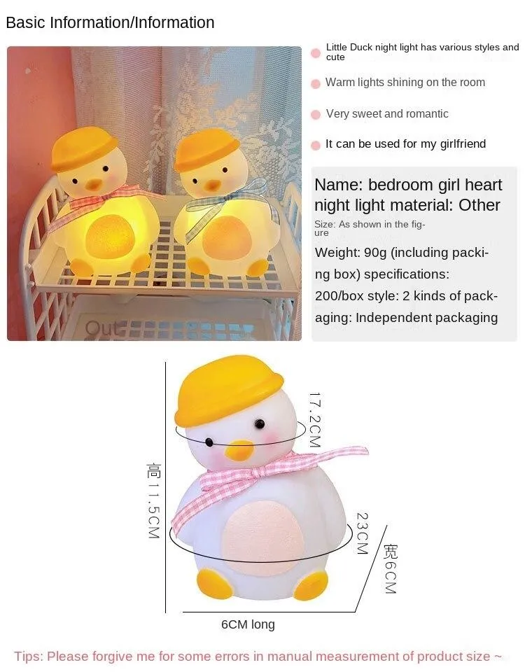 Ins bedroom girl LED night light cute tilt head little duck room bedside lamp decoration dormitory creative gift