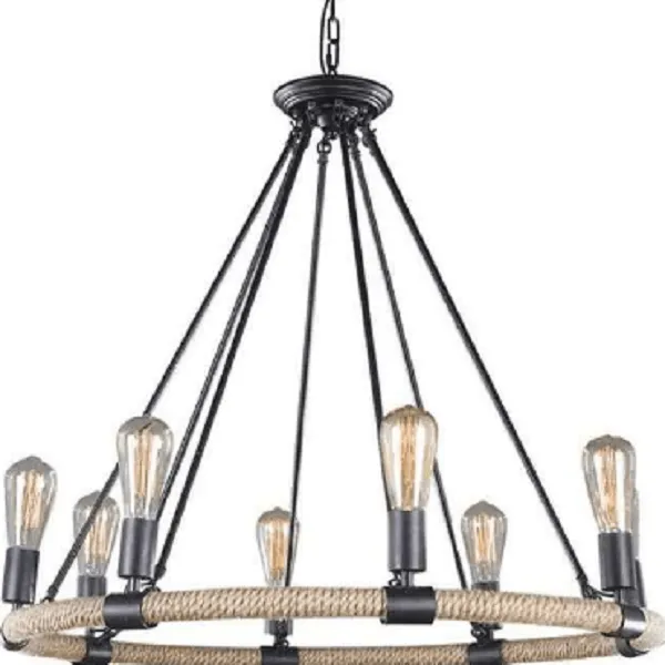 Jack - Vintage Circle Shade Hemp Rope Ceiling Lamp