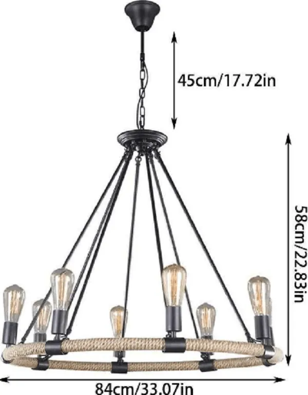 Jack - Vintage Circle Shade Hemp Rope Ceiling Lamp