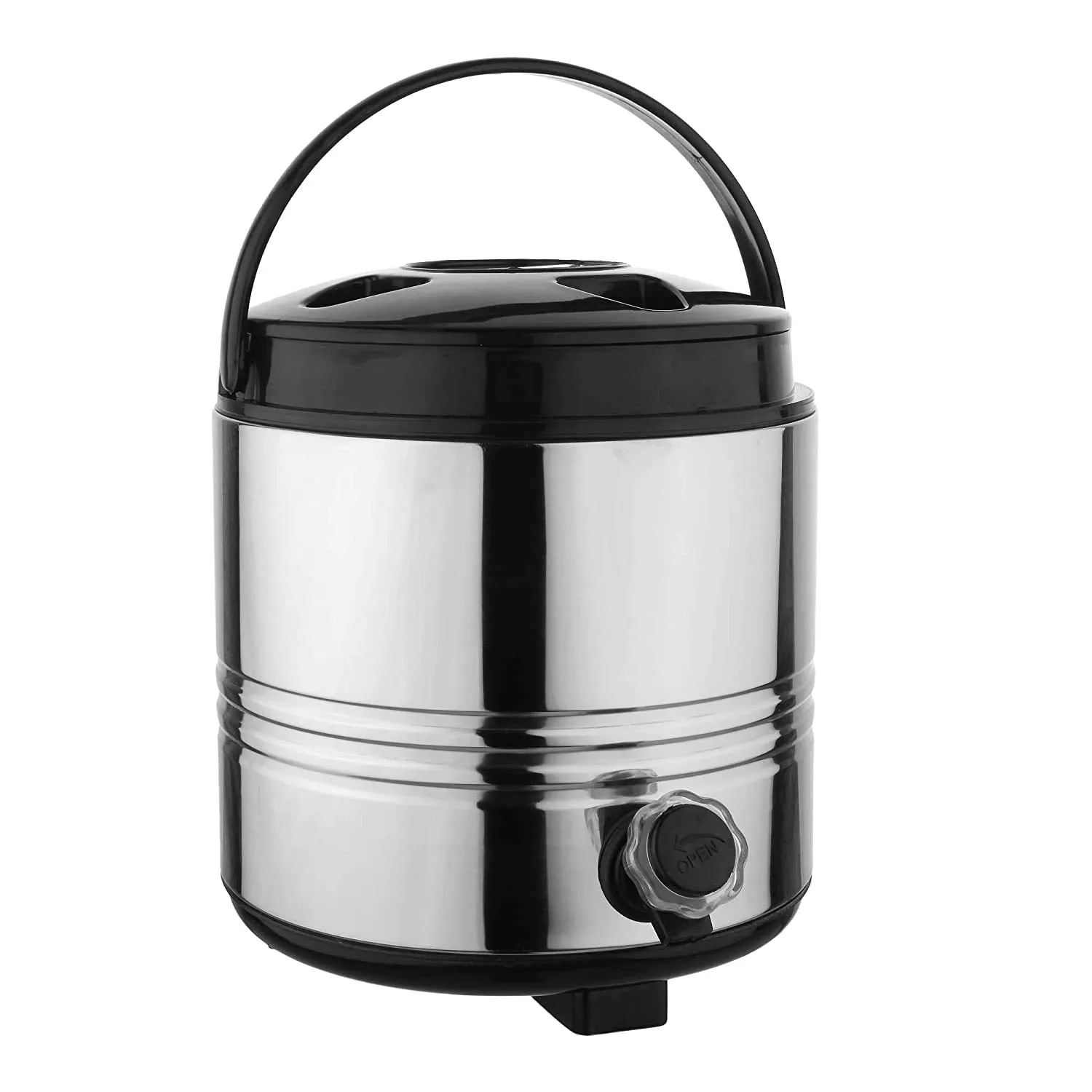 JSI® Thermosteel Hot and Cold Water Jug - 5 Liters Silver Black I Hot and Cold Upto 5-6 Hours I Easy to Carry Handle I Stainless Steel Water Dispenser for Kitchen, Office