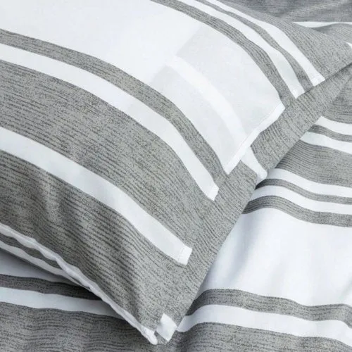 King Size 6 pieces, Gray Stripe Design Bedding set.