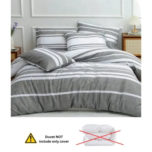 King Size 6 pieces, Gray Stripe Design Bedding set.