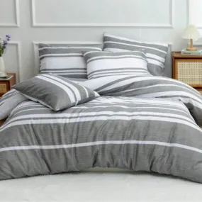 King Size 6 pieces, Gray Stripe Design Bedding set.