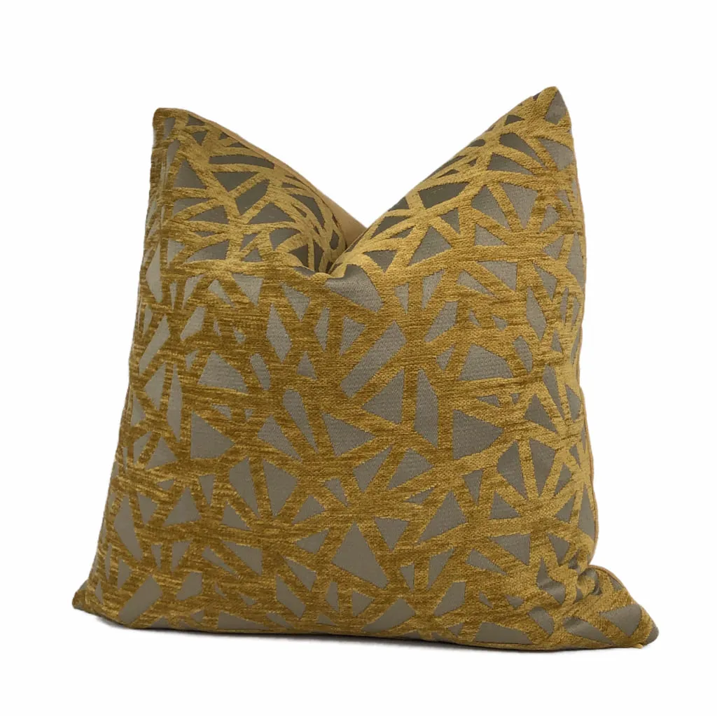 Kirby Golden Umber Brown Web Chenille Pillow Cover