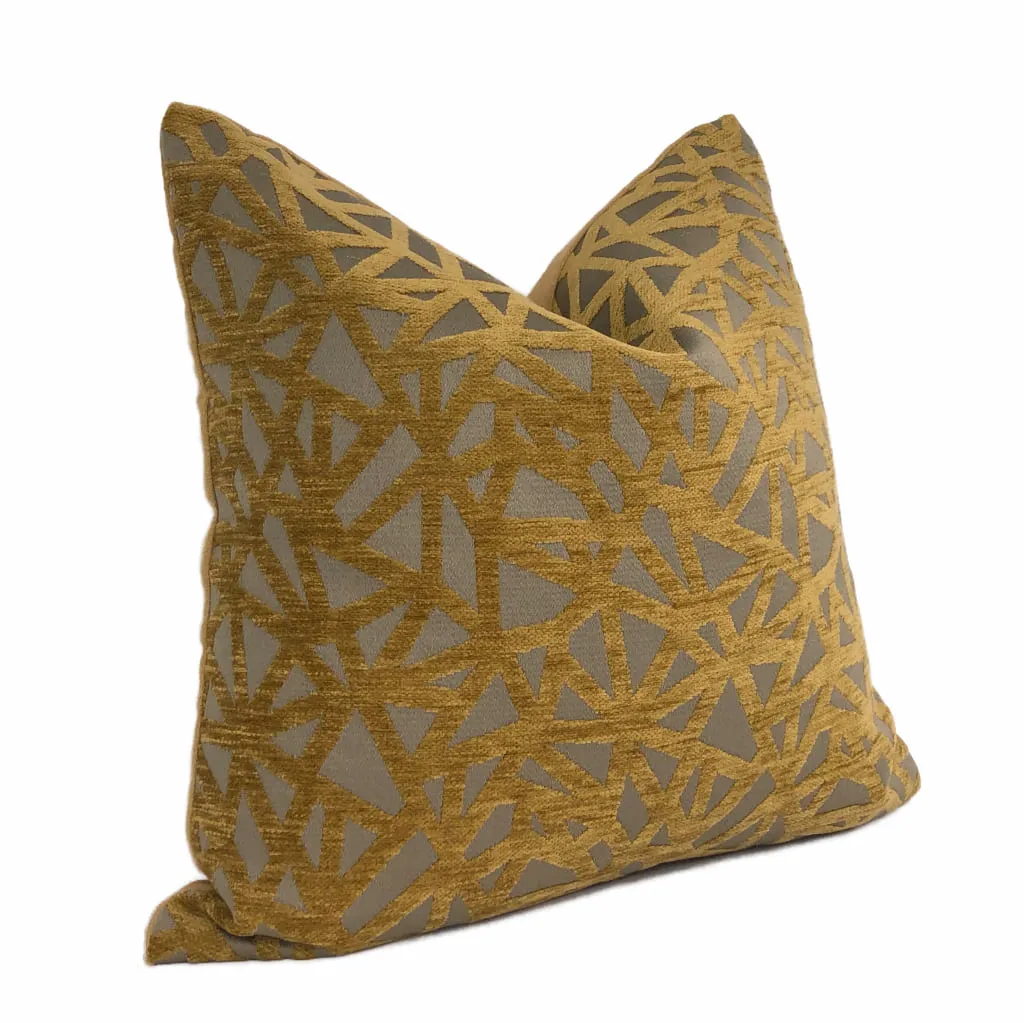 Kirby Golden Umber Brown Web Chenille Pillow Cover