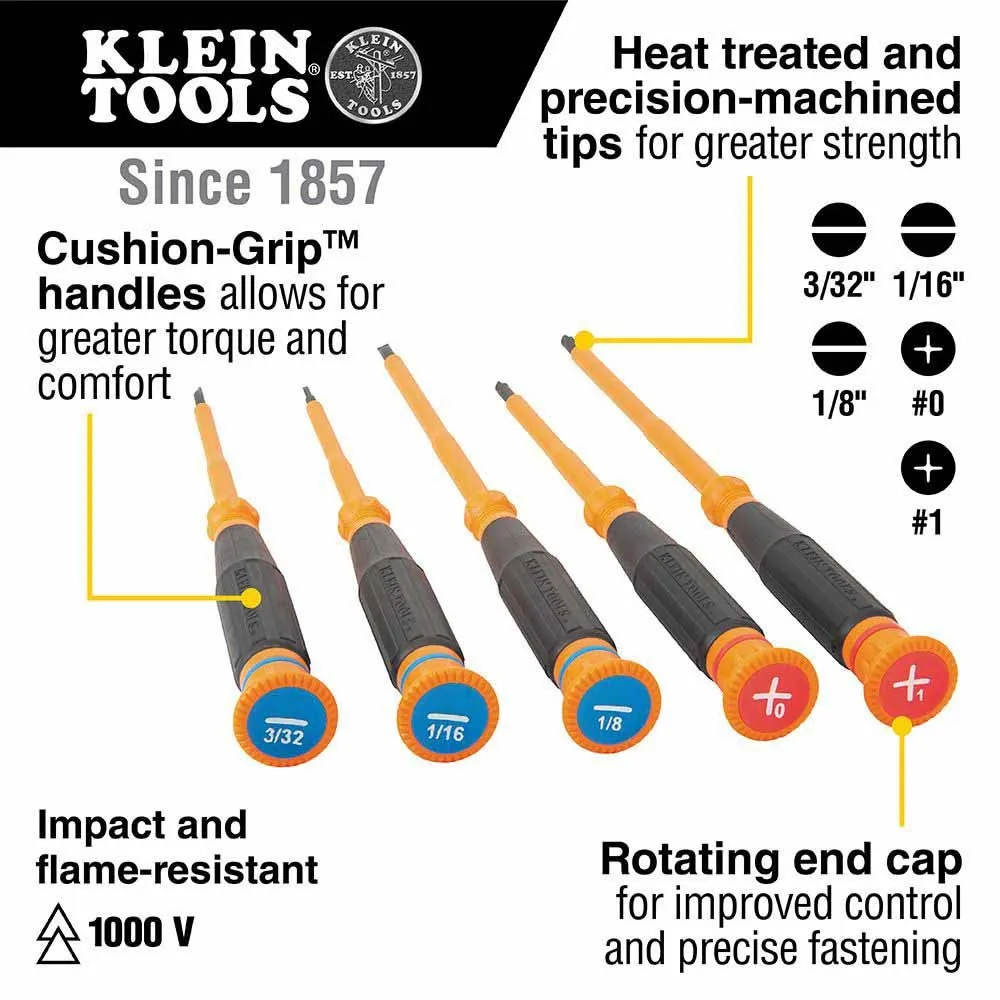 Klein Tools 6233INS Insulated Precision Screwdriver, #0 Phillips