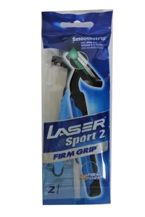 LASER 2PK RAZOR TWIN BLADES SPORT 2 FIRM GRIP