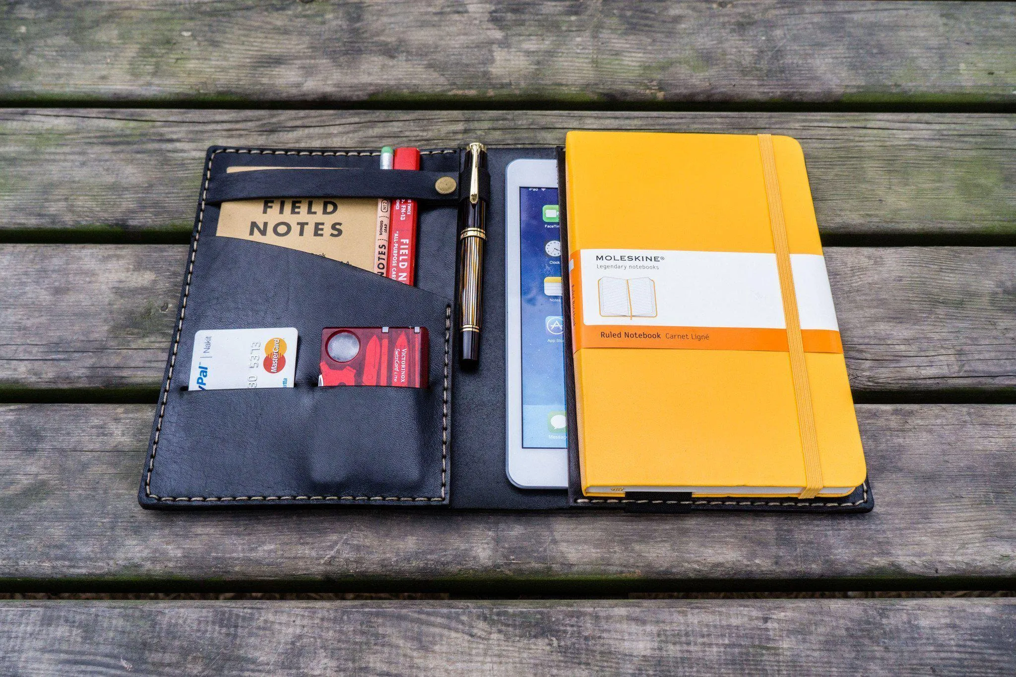 Leather Hobonichi Cousin A5 Planner Cover - Black