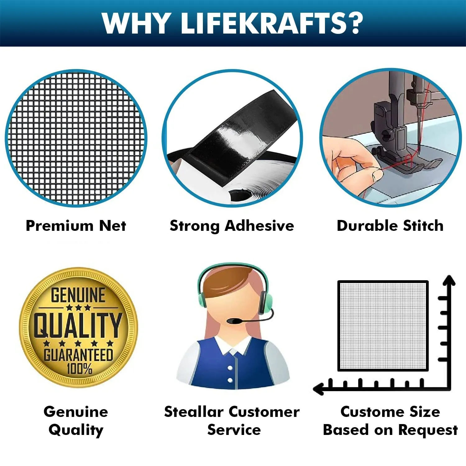 Lifekrafts Fiberglass Mesh & Polyester Upgraded & Stitched 120 GSM Fiberglass Window Insect Net with Strong Self Adhesive Hook & Loop Tape Pre-Stitched to Net (Size-120X120 Cm, Black)