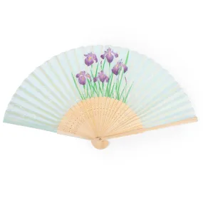 Light Green Iris Japanese Folding Fan