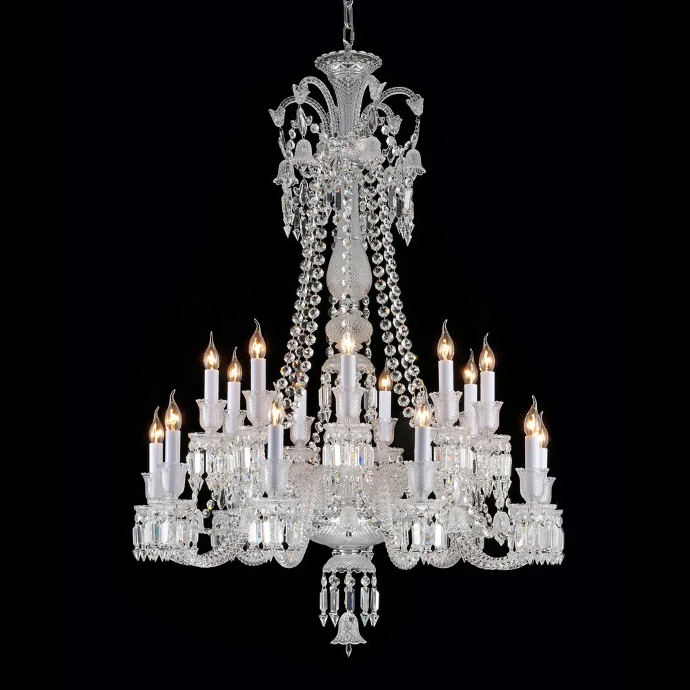 Light Luxury Classic Long Version Tiered Candle Light Crystal Chandelier for High-ceiling Rooms/Living Room