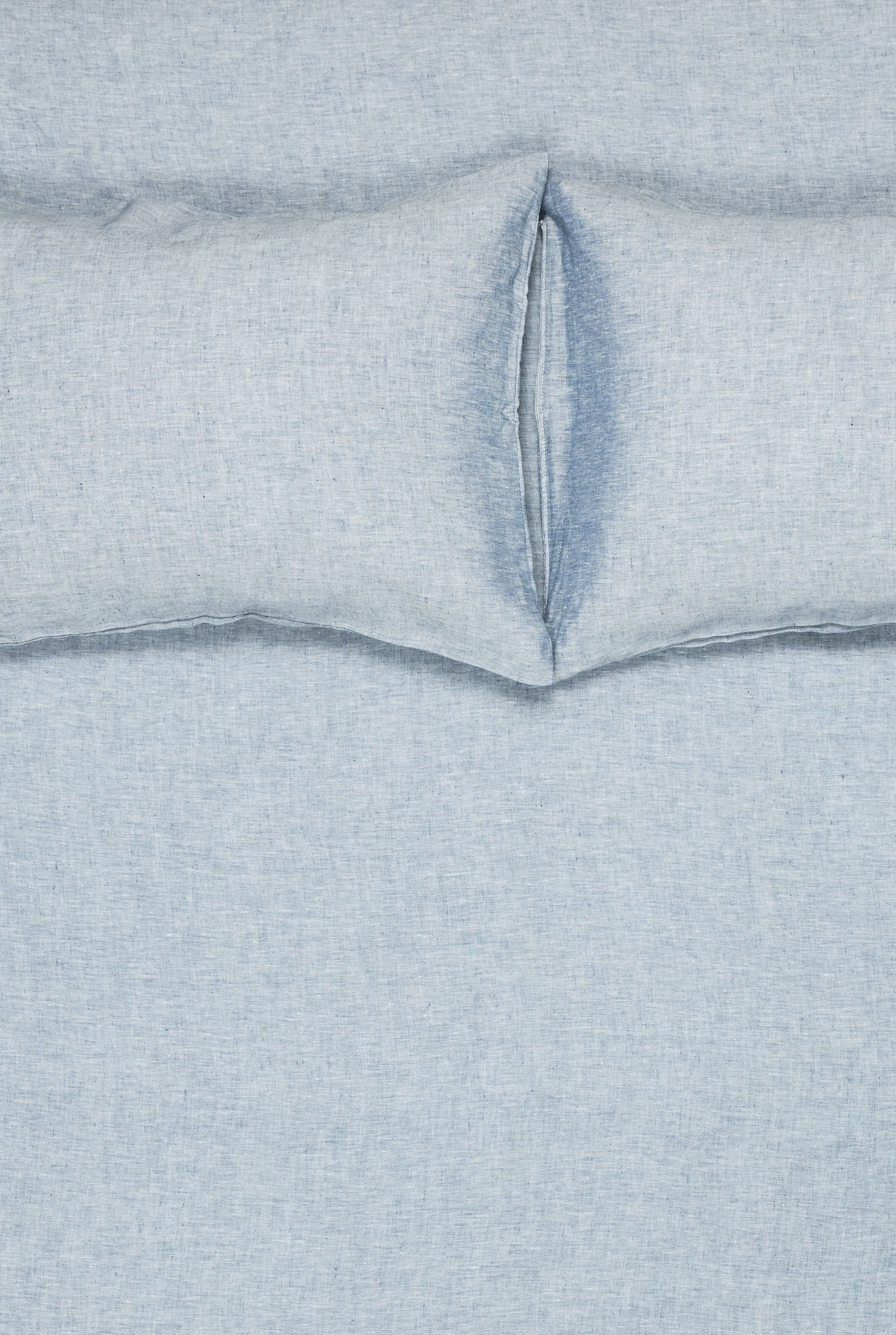 Linen Bedding "Light Melange" in Marine Blue Color