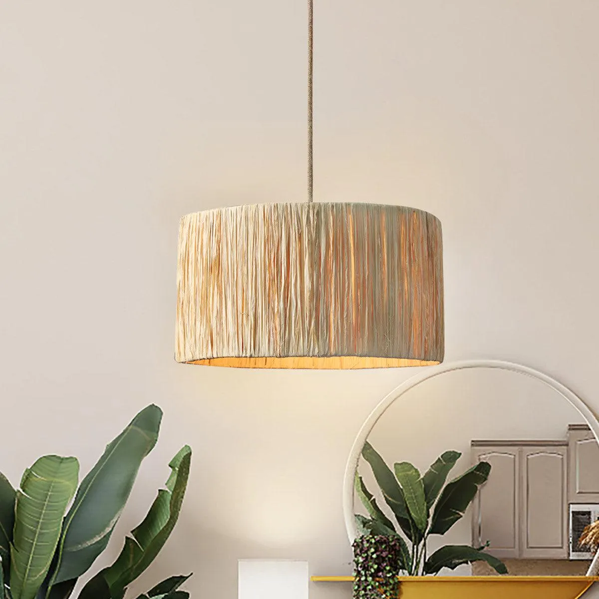 Luna Earthy Elegance Raffia Pendant Light - Natural, PL0112