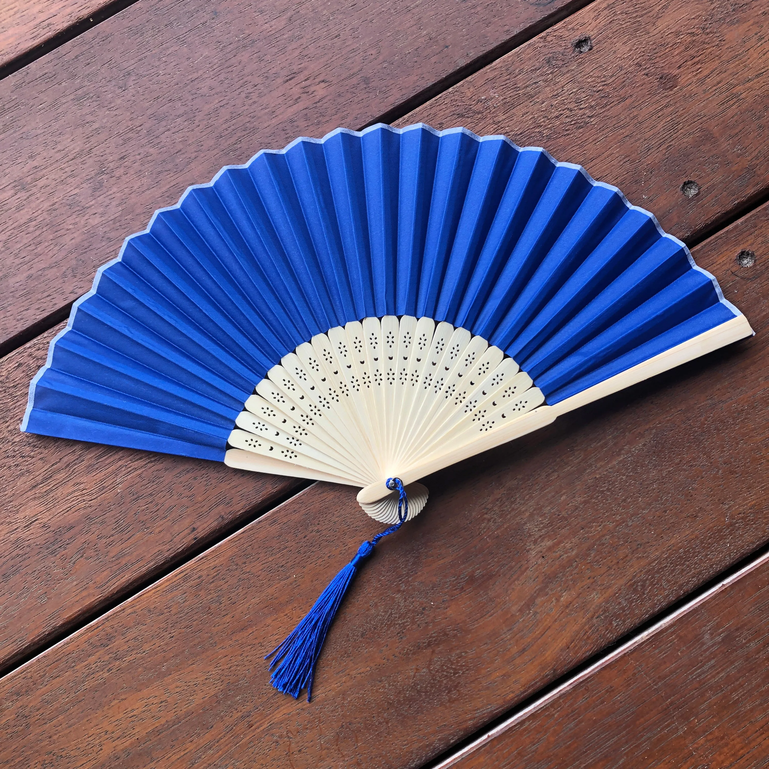 Luxury Silk Hand Fan with tassel tail (21cm length)