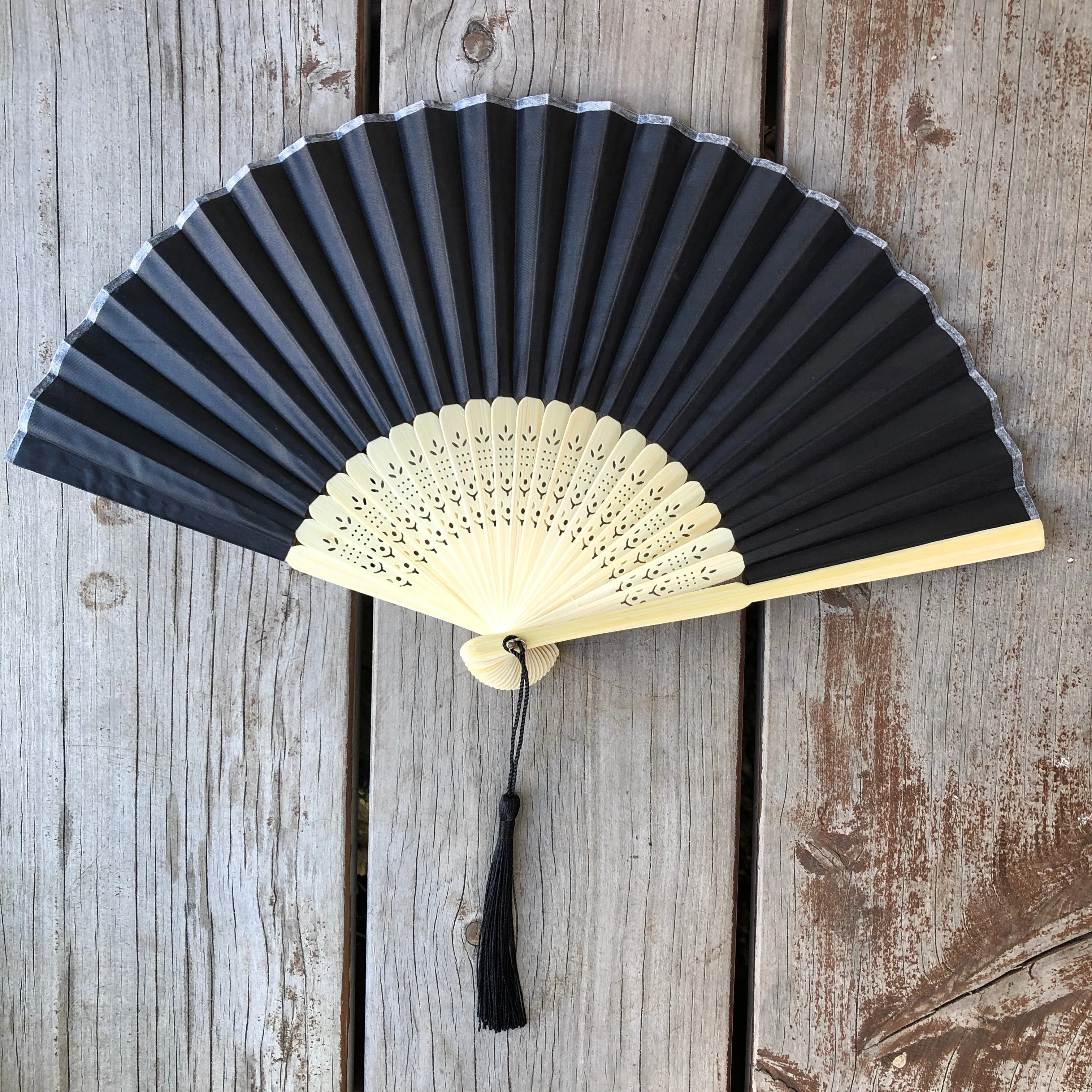 Luxury Silk Hand Fan with tassel tail (21cm length)