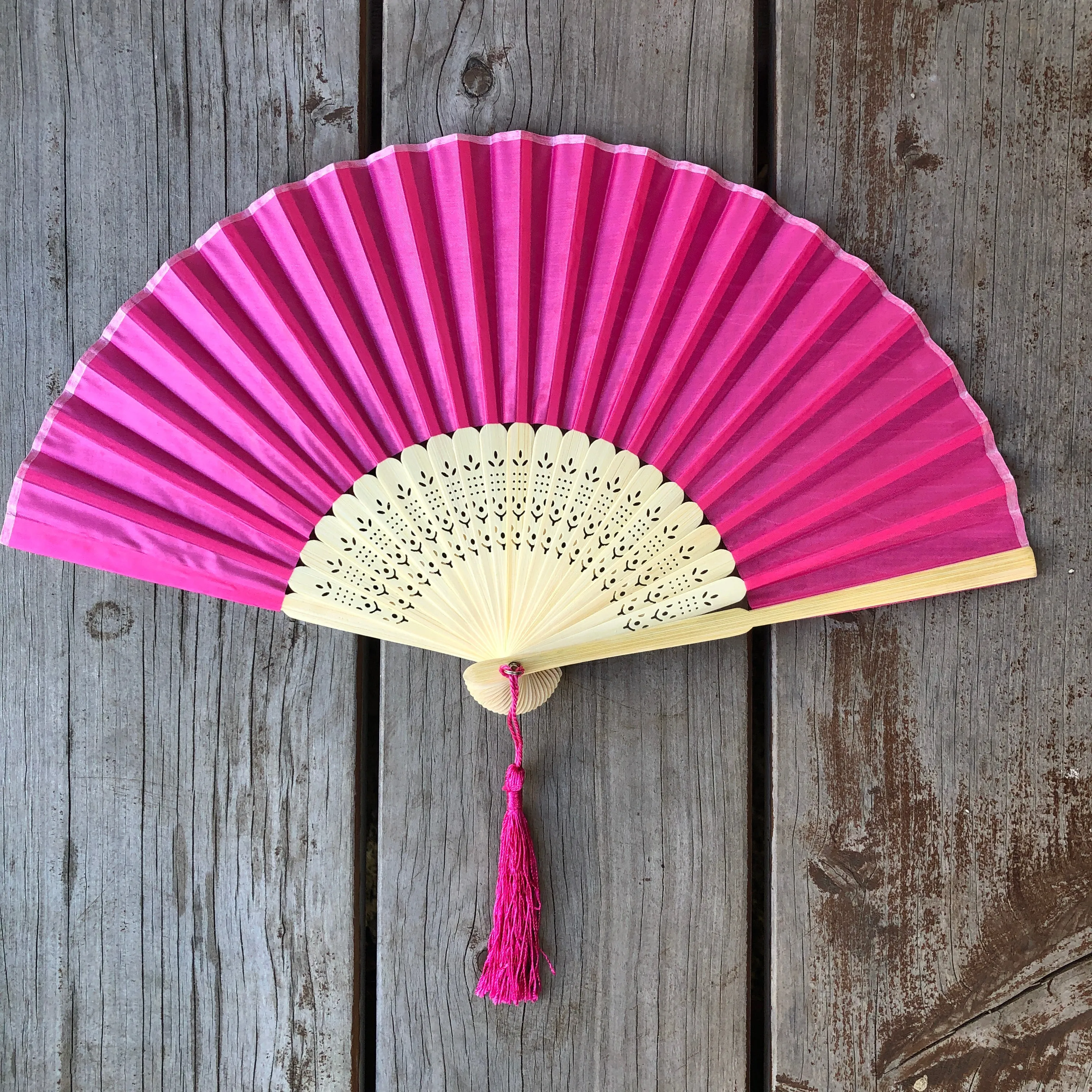 Luxury Silk Hand Fan with tassel tail (21cm length)