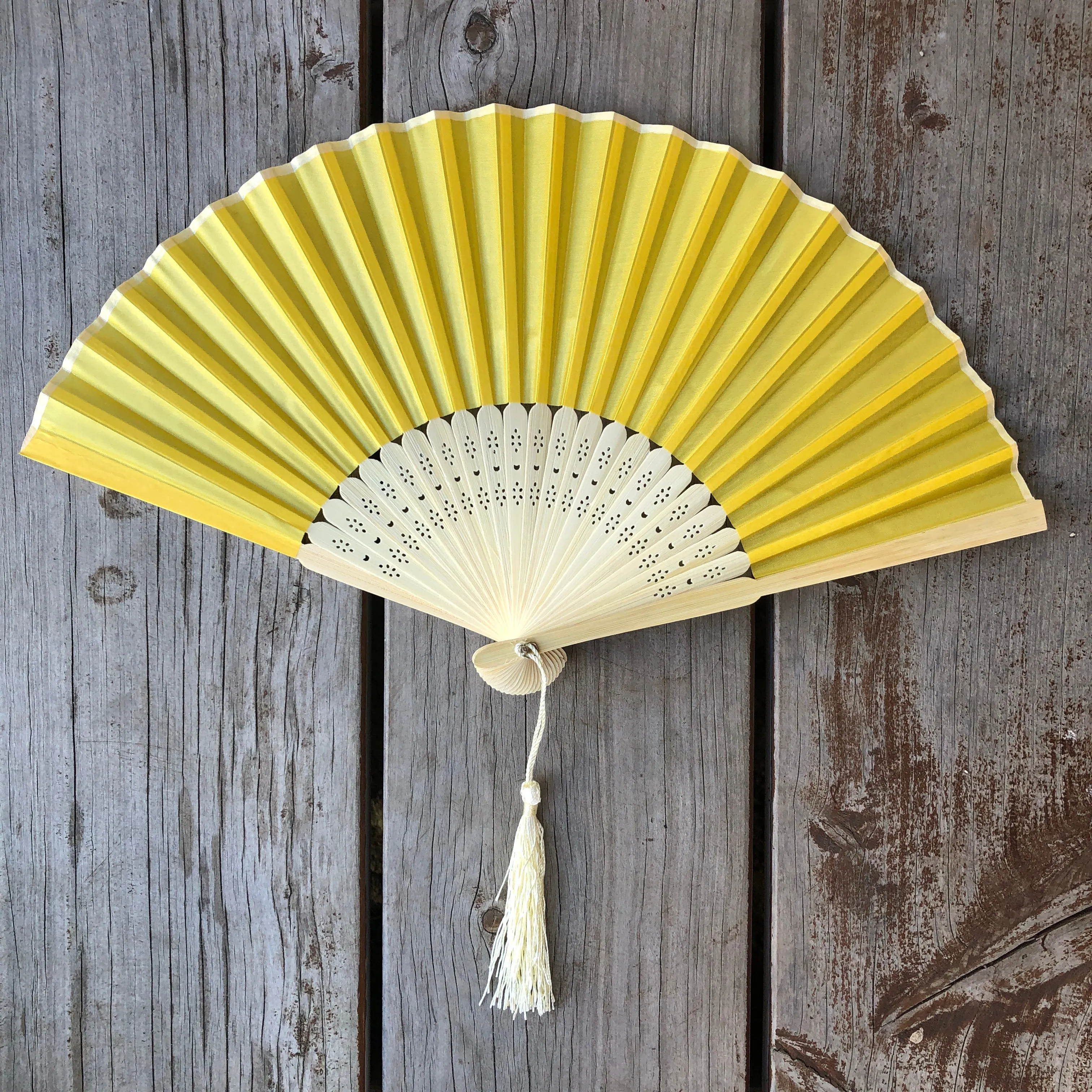 Luxury Silk Hand Fan with tassel tail (21cm length)