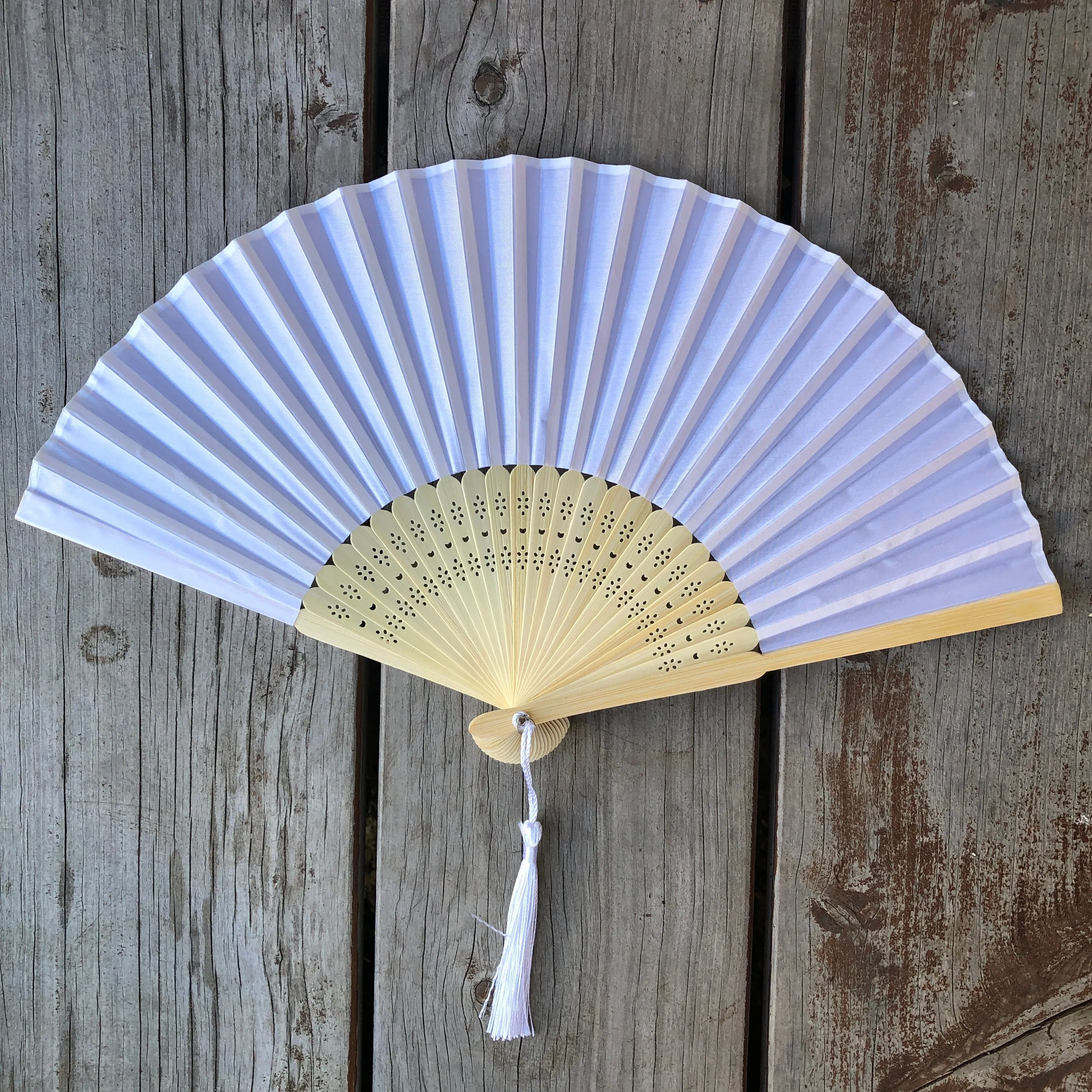 Luxury Silk Hand Fan with tassel tail (21cm length)