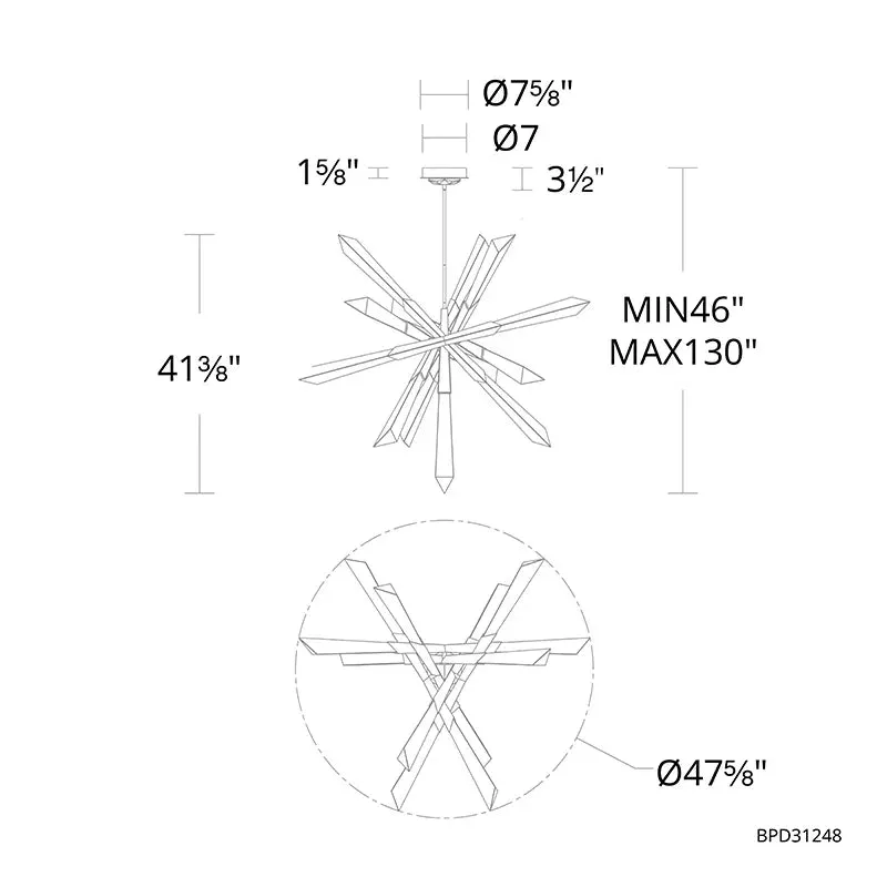 Luxury Sputnik Crystal Chandelier for Living Room/Dining Room/Bedroom