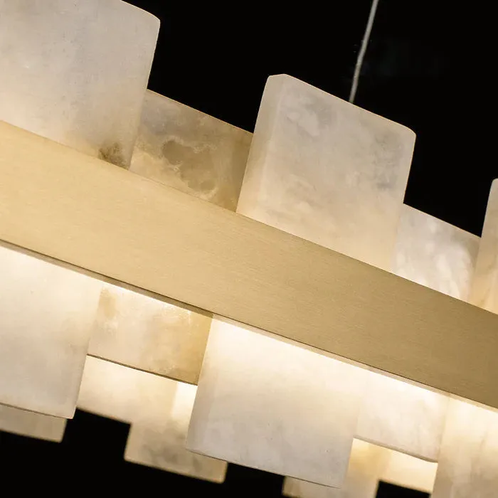 MARBELLE Luxury Gold Spanish Marble LED Linear Chandelier