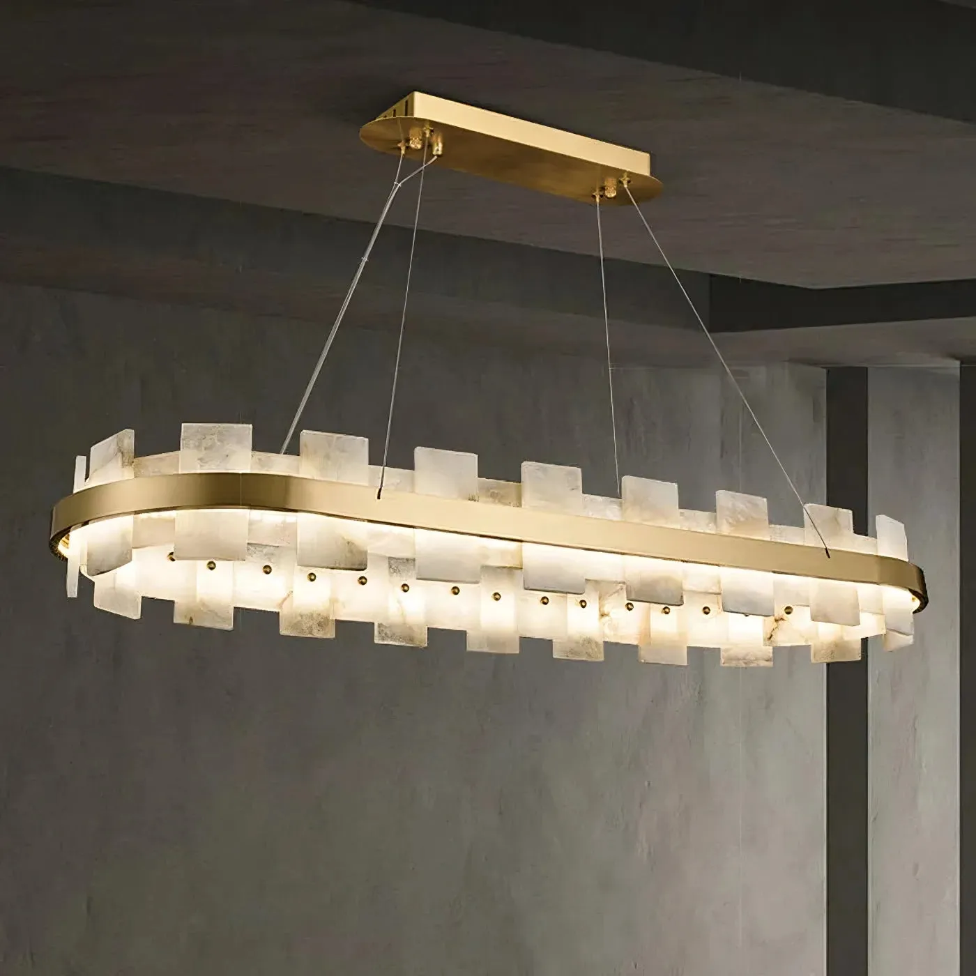 MARBELLE Luxury Gold Spanish Marble LED Linear Chandelier