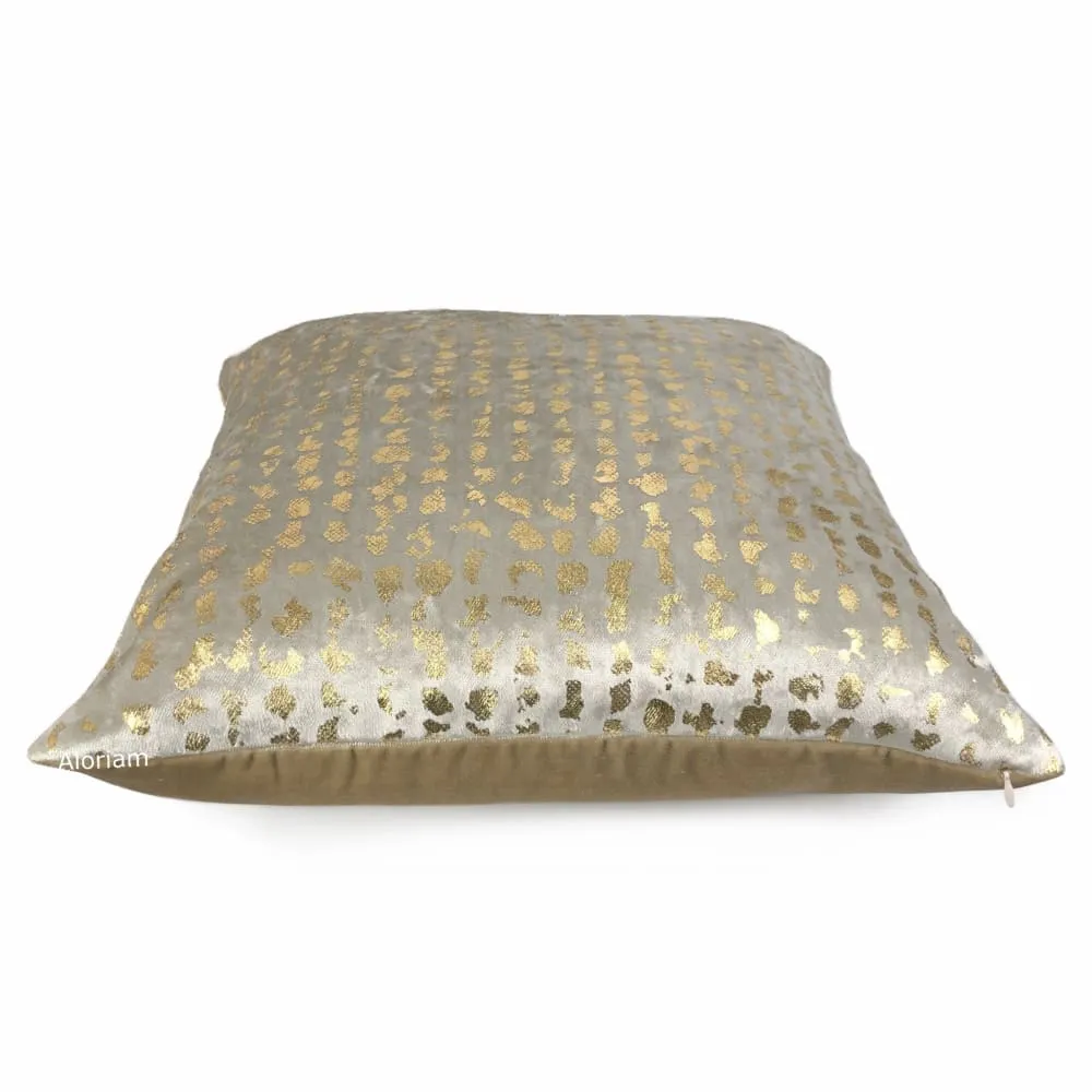 Matteo Champagne & Gold Metallic Leopard Spot Pillow Cover