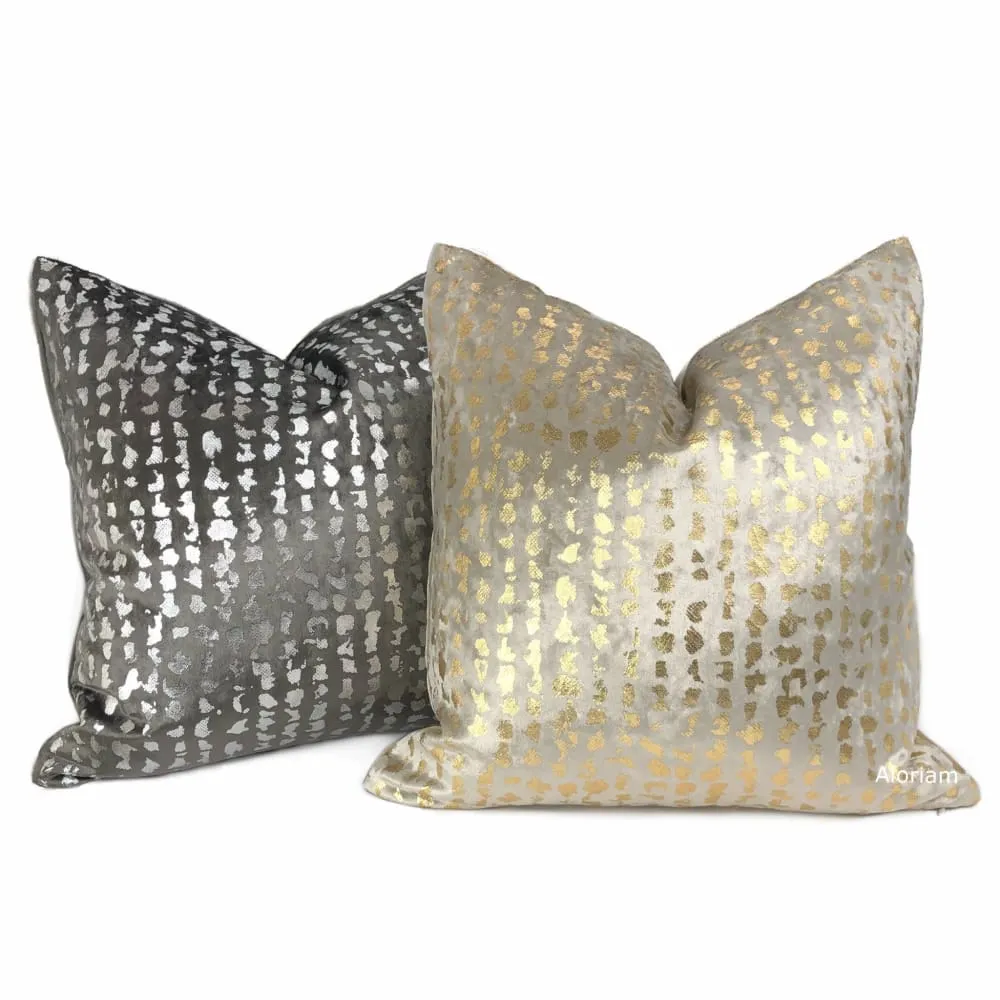 Matteo Champagne & Gold Metallic Leopard Spot Pillow Cover