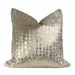 Matteo Champagne & Gold Metallic Leopard Spot Pillow Cover