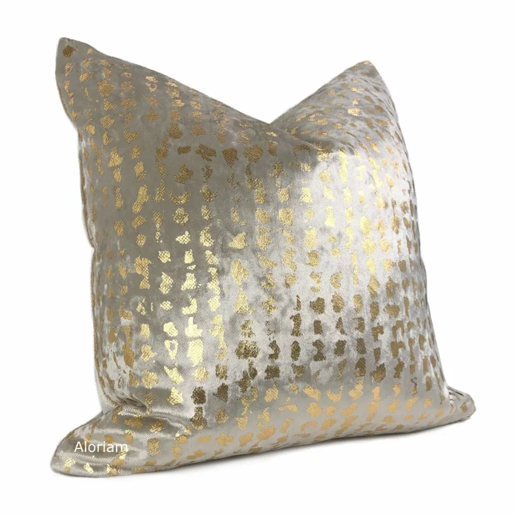 Matteo Champagne & Gold Metallic Leopard Spot Pillow Cover