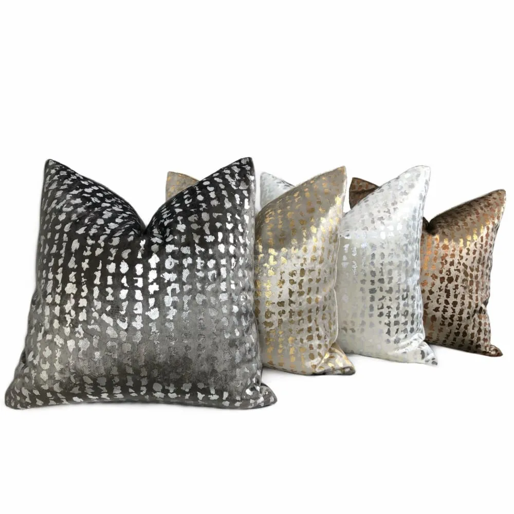 Matteo Champagne & Gold Metallic Leopard Spot Pillow Cover