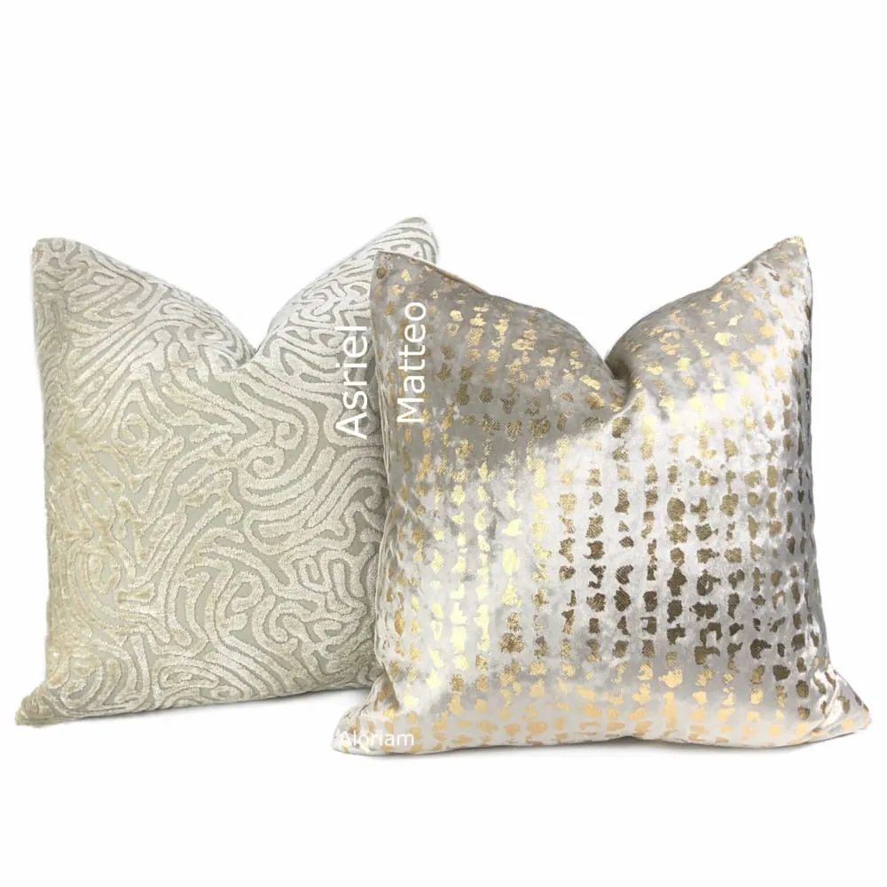 Matteo Champagne & Gold Metallic Leopard Spot Pillow Cover