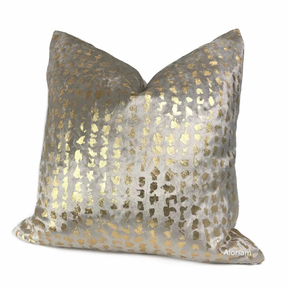 Matteo Champagne & Gold Metallic Leopard Spot Pillow Cover