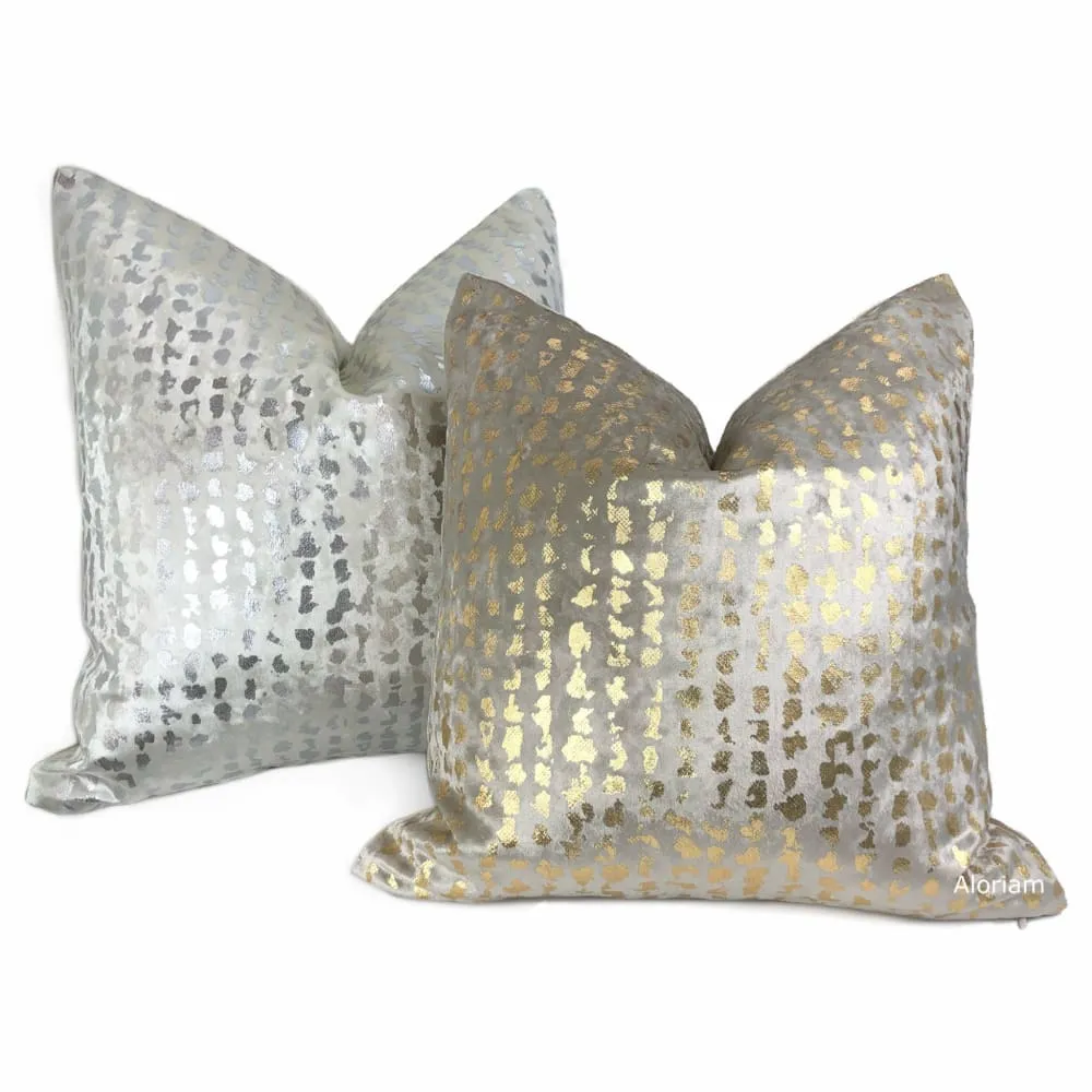 Matteo Champagne & Gold Metallic Leopard Spot Pillow Cover