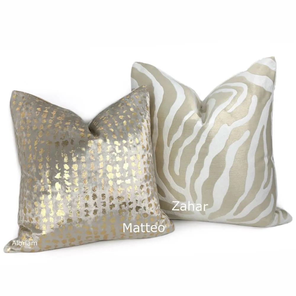 Matteo Champagne & Gold Metallic Leopard Spot Pillow Cover