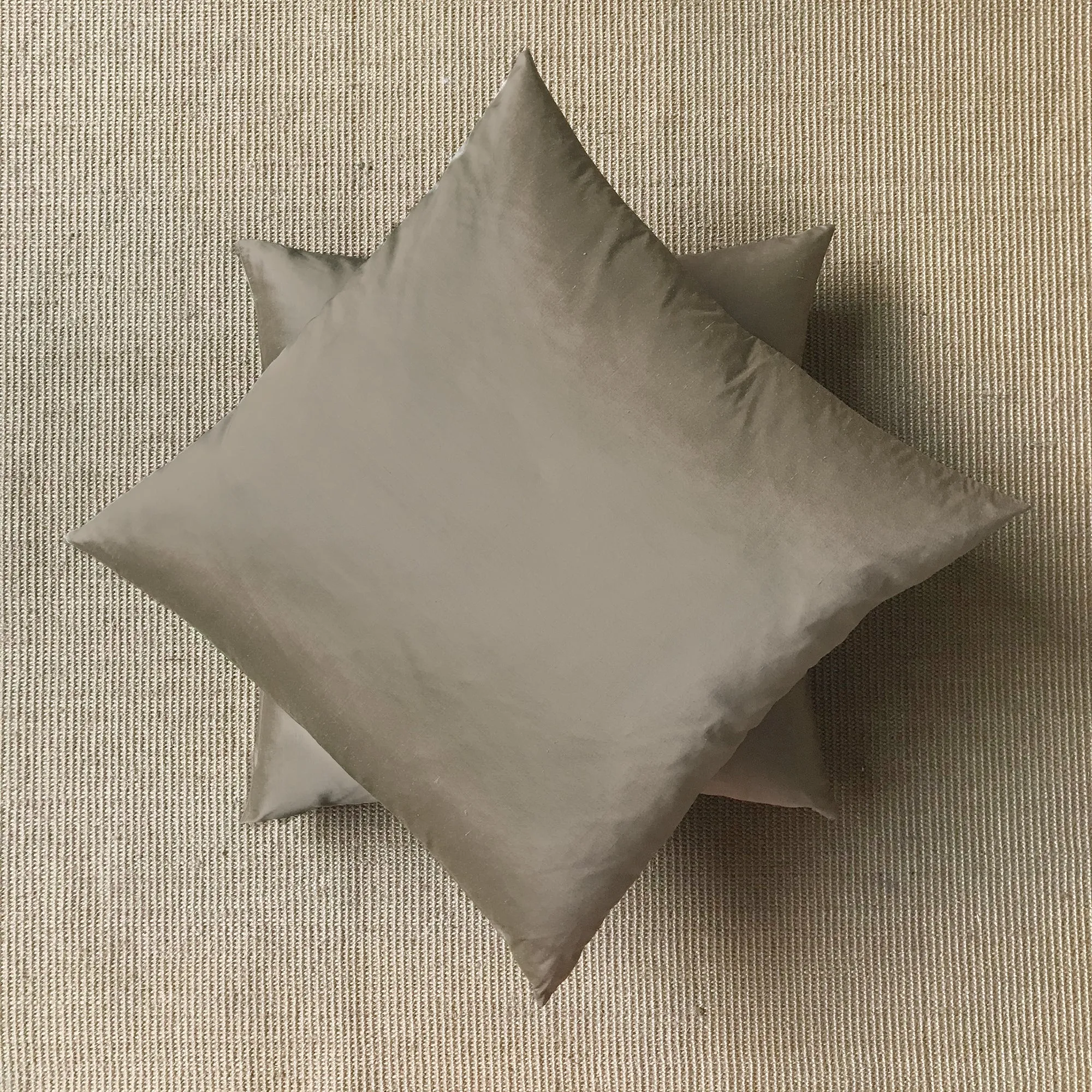 Metallic Taupe Solid Faux Silk Throw Pillow Cover 24x24