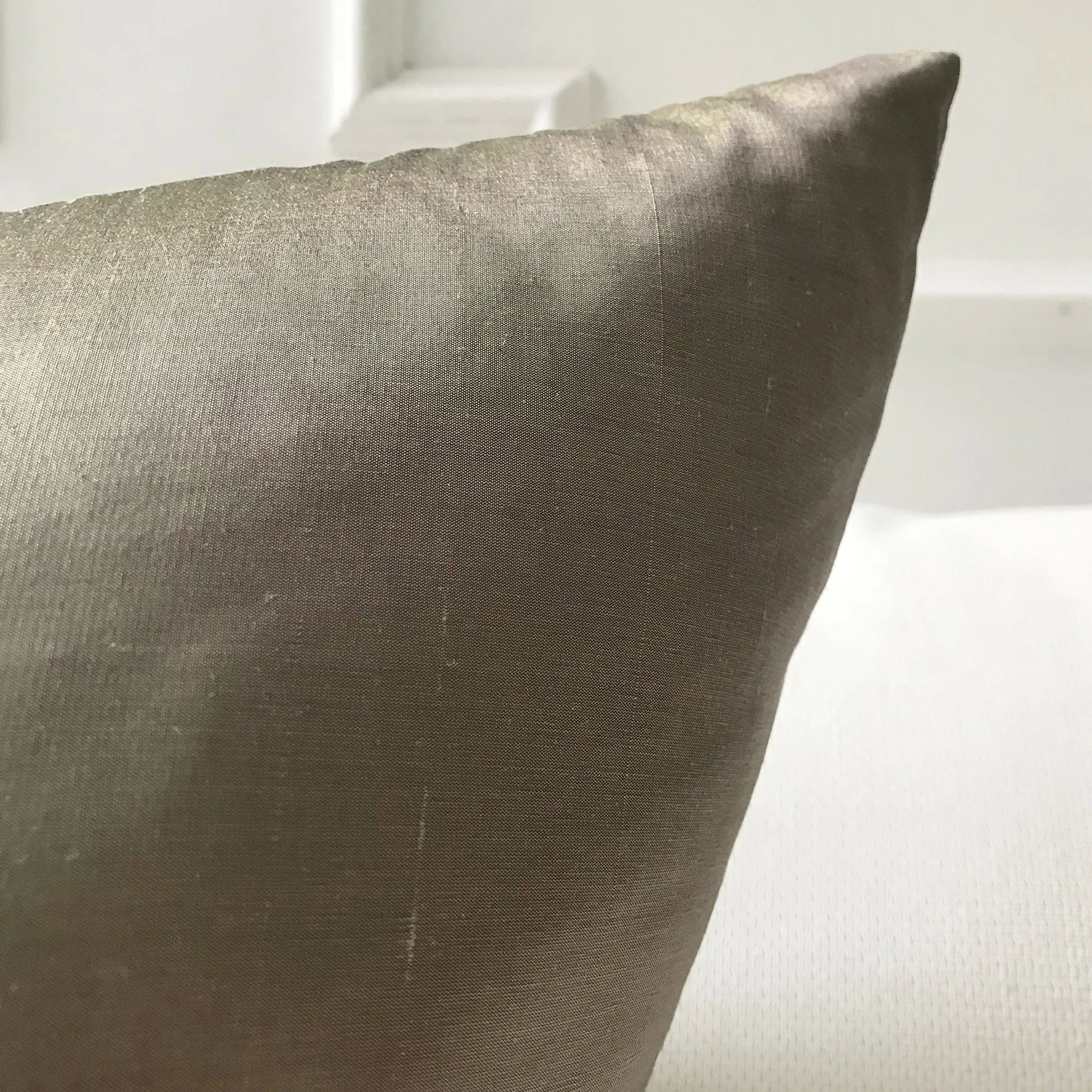 Metallic Taupe Solid Faux Silk Throw Pillow Cover 24x24