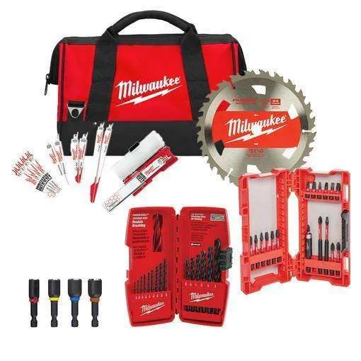 Milwaukee 49-22-1129DIYKIT 51 pc Multi-Use Accessory Combo Kit w/ FREE Bag