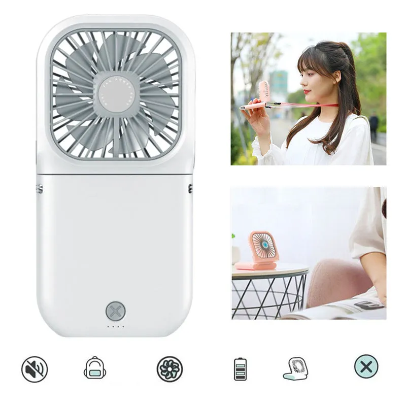 Mini Fan & Power Bank In 1 Handheld Foldable Fan