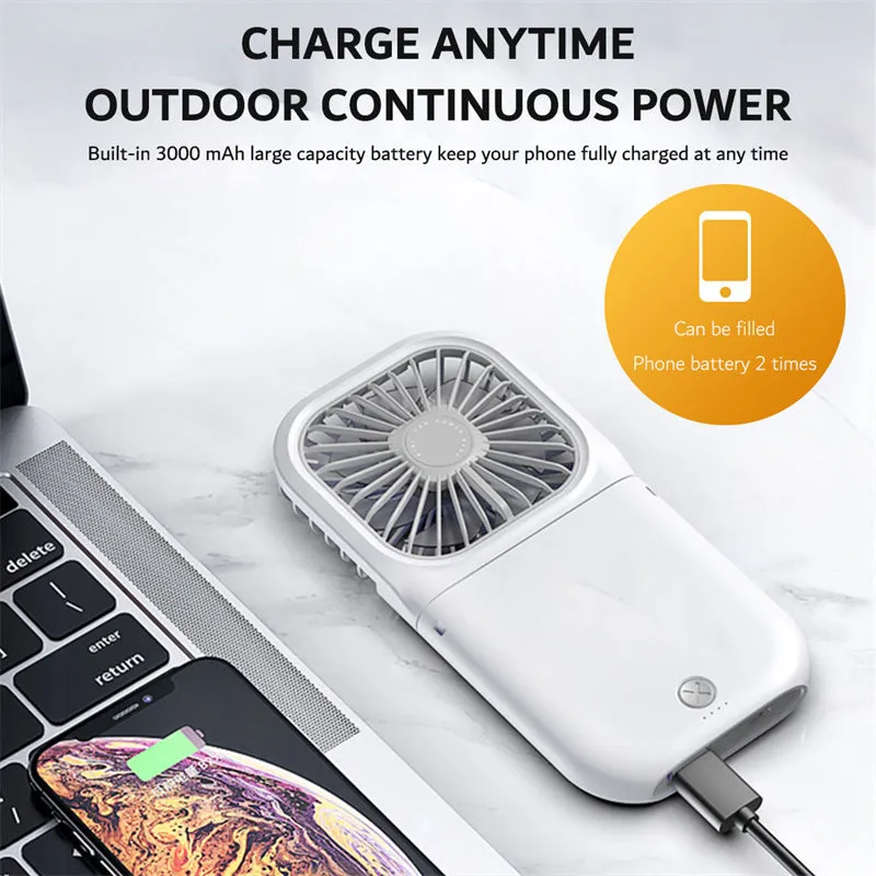 Mini Fan & Power Bank In 1 Handheld Foldable Fan