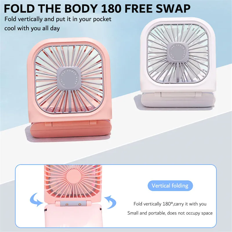 Mini Fan & Power Bank In 1 Handheld Foldable Fan