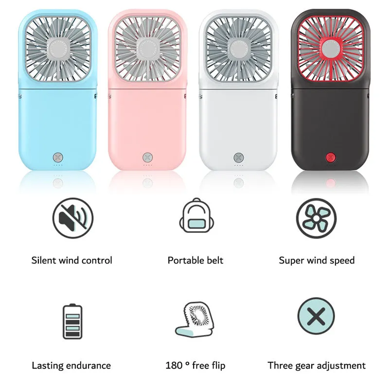 Mini Fan & Power Bank In 1 Handheld Foldable Fan