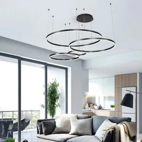 Minimalist Metal Bubble Ring Chandelier: 4-Light LED Suspension Light in Black/Gold/Coffee