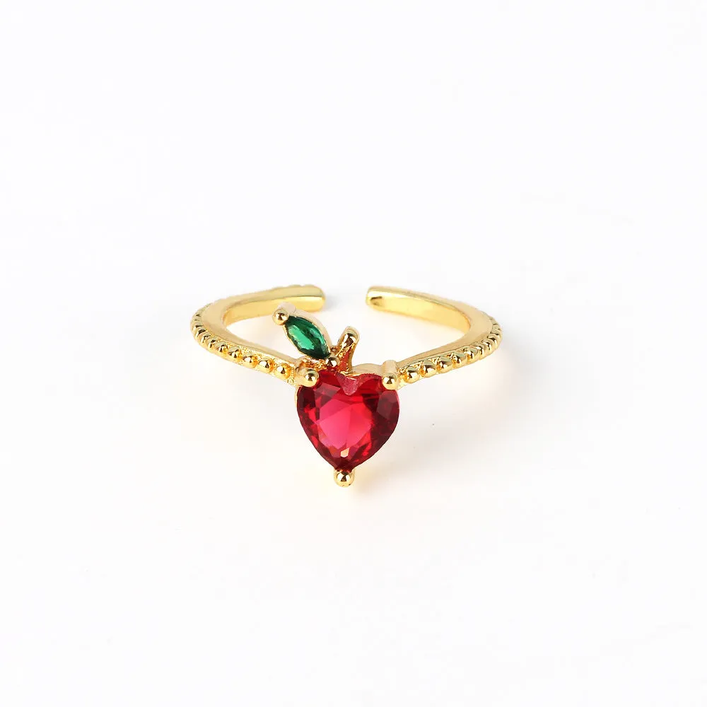 Moderate Luxury Women Fan-Shape Square Heart Circle Gold Plated Copper Rings