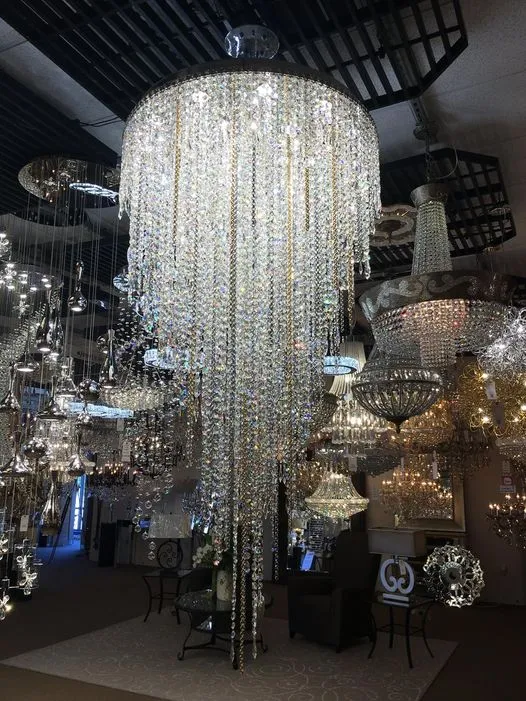 Modern Luxury Flush Mount Crystal Tassel Chandelier for Staircase/Living Room