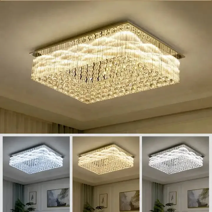 Modern&Luxury Extra Flush Mount Rectangle Crystal Chandelier